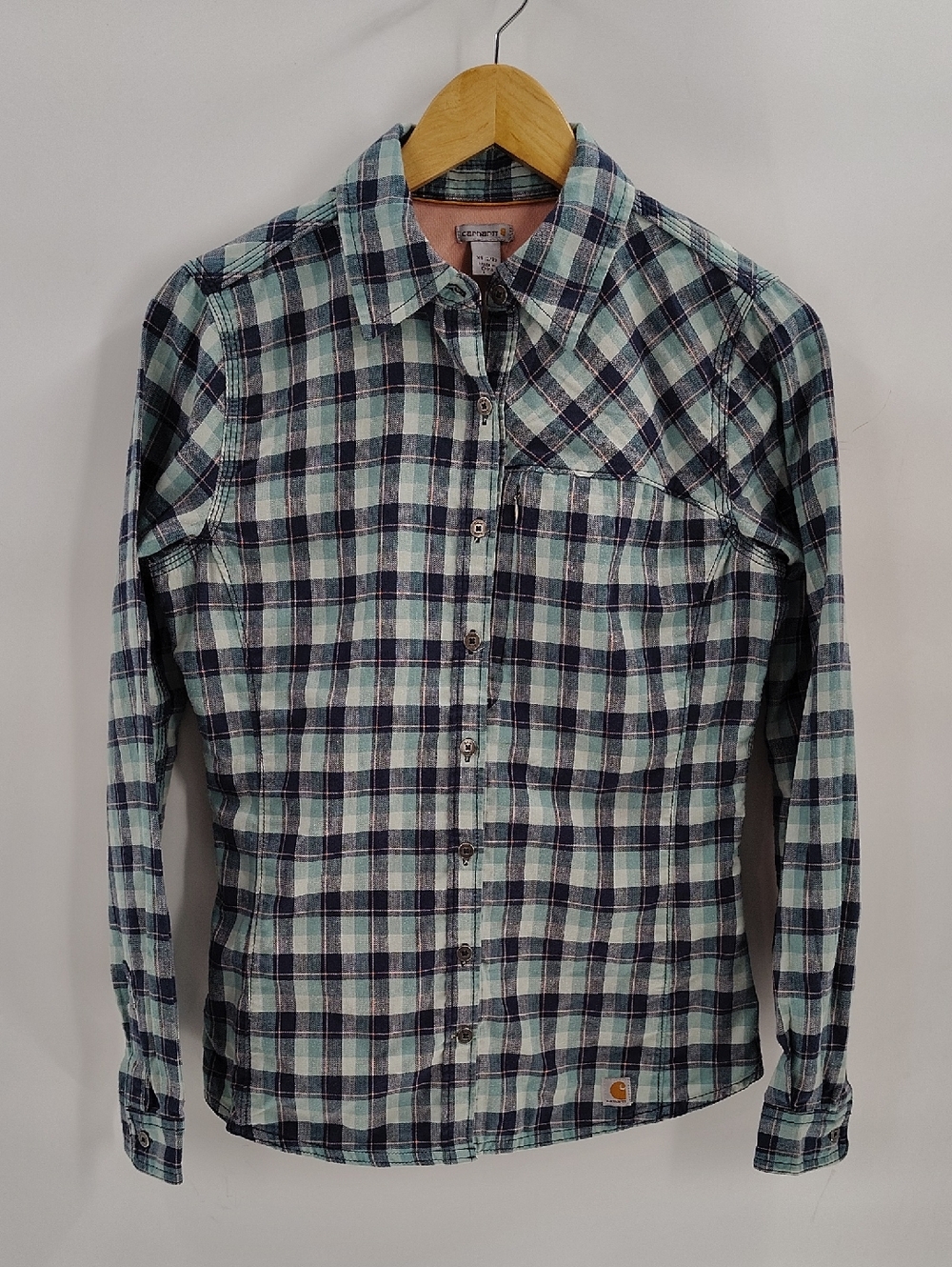 Carhartt Button-down Shirt XS Force Collection Long Sleeve Green Plaid Women's